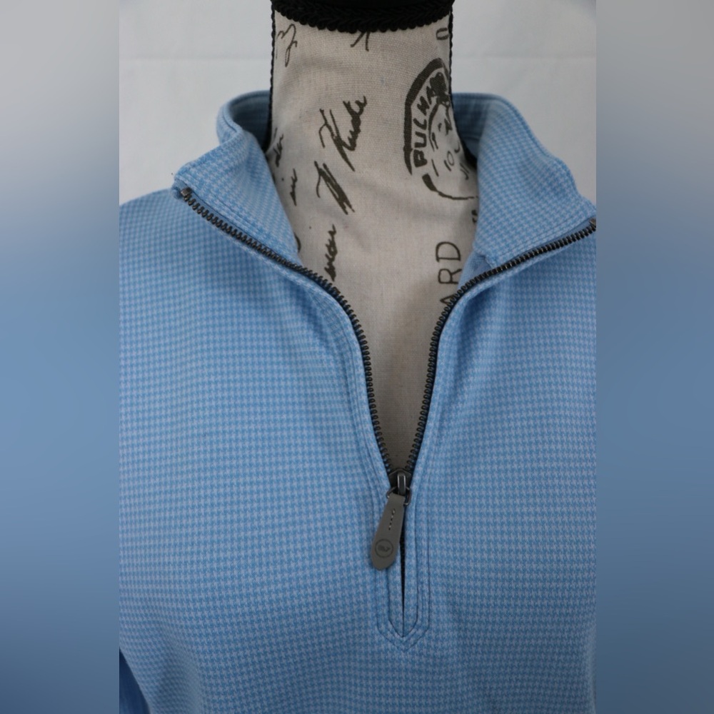 Vineyard Vines - Light Blue and White Gingham 1/4 Zip Sweater Golf